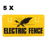 5X Electric Fence Caution Warning Sign Hook Tie To Wire Mesh Rope
